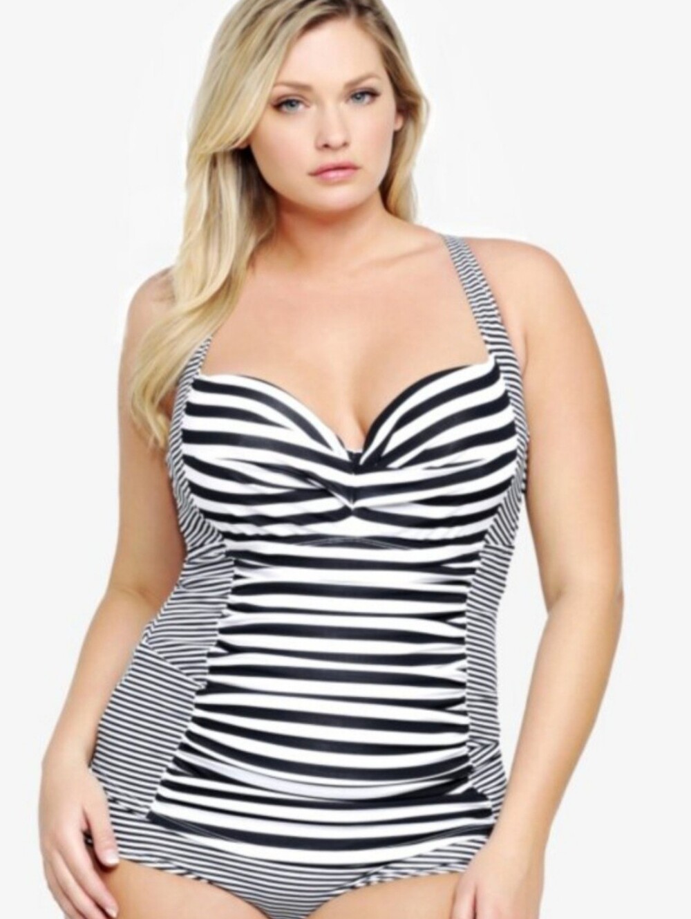 Torrid one-piece swimsuit featuring a black and white striped Size 2